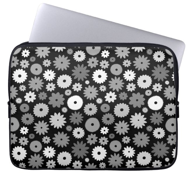 Funda Para Portátil Flores monocromas repiten patrón (Frente)