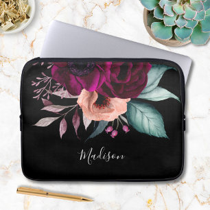 Funda Para Portátil Flores Moradas Boho Vintage Románticas con Monogra