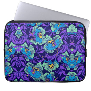 Funda Para Portátil Flores moradas y azules William Morris