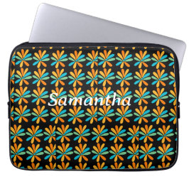 Funda Para Portátil Flores naranja, Verde Y Azul