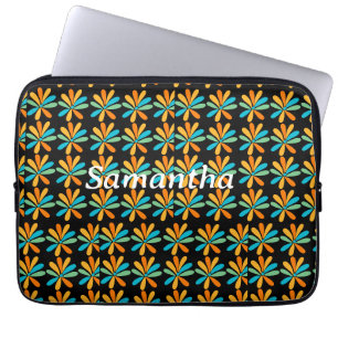 Funda Para Portátil Flores naranja, Verde Y Azul