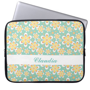 Funda Para Portátil flores Naranjas en verde