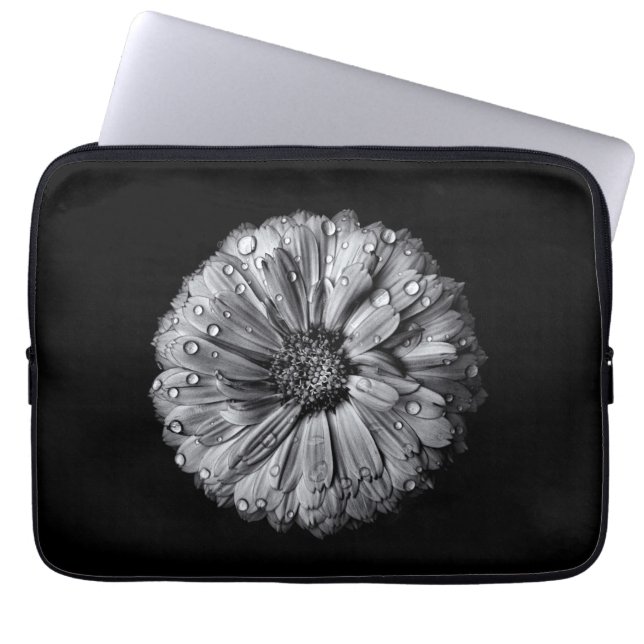 Funda Para Portátil Flores Negras Y Blancas 10 (Frente)