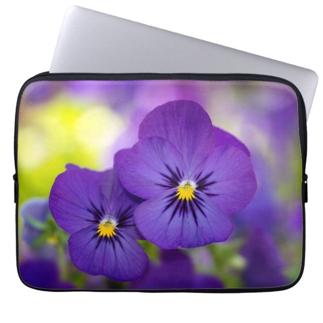 Funda Para Portátil Flores | Pansies morados (Frente)