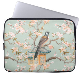 Funda Para Portátil Flores Pastel Oriental de aves y frutas