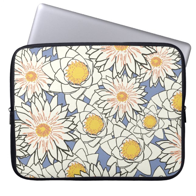 Funda Para Portátil Flores patrón lotus lirio (Frente)
