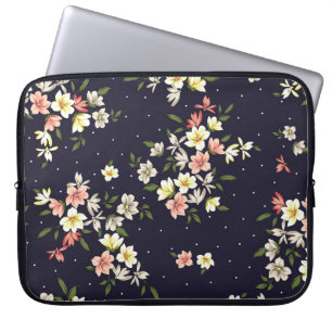 Funda Para Portátil flores pequeñas de color amarillo rosa y marrón co