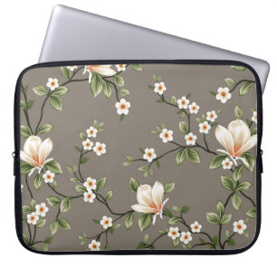 Funda Para Portátil flores pequeñas recolectadas con un patrón de hoja