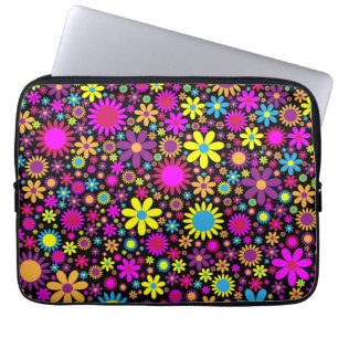 Funda Para Portátil Flores psicodélicas vibrantes en Bloom-67566