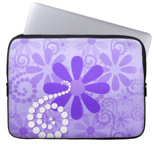 Funda Para Portátil Flores retras florales púrpuras femeninas