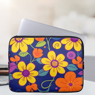 Funda Para Portátil Flores retro coloridas al estilo dopaminérgico