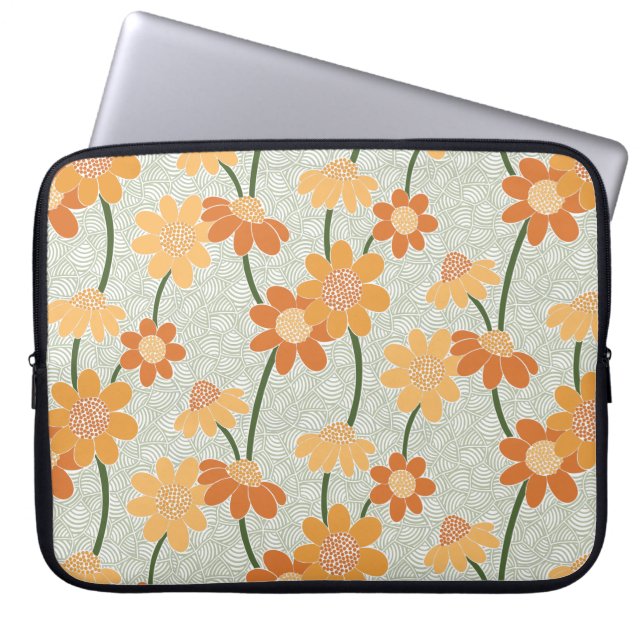 Funda Para Portátil Flores retro de los años 70 apagadas (Frente)
