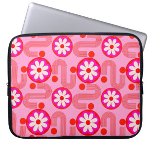 Funda Para Portátil Flores Retro Rosadas Patrón Floral Mediano Siglo