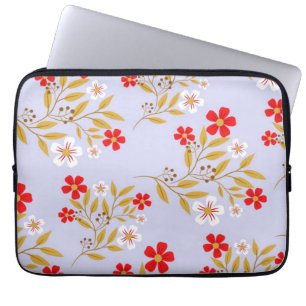 Funda Para Portátil Flores rojas bonitas de estilo vintage en patrón a