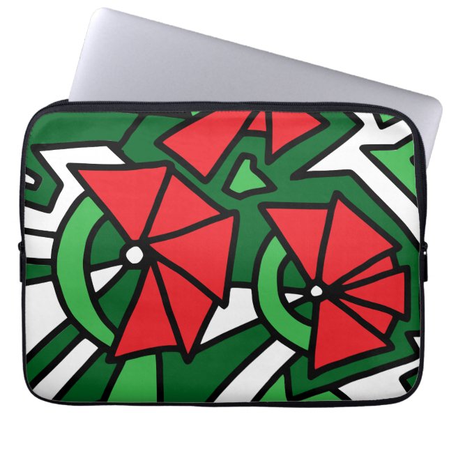 Funda Para Portátil Flores rojas Doodle Art (Frente)