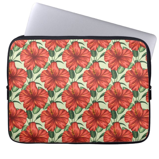 Funda Para Portátil Flores rojas trópicas sin costura (Frente)
