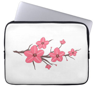 Funda Para Portátil Flores rosa cereza.