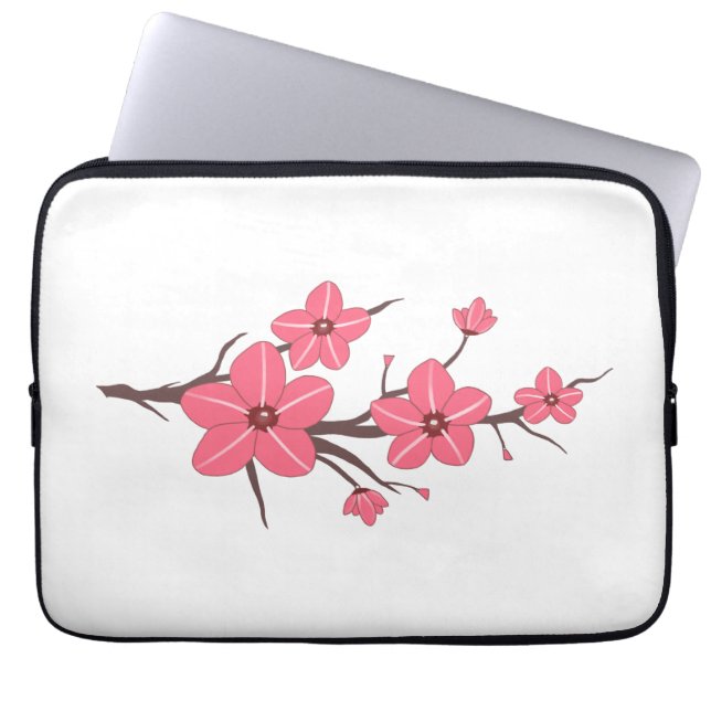 Funda Para Portátil Flores rosa cereza. (Frente)