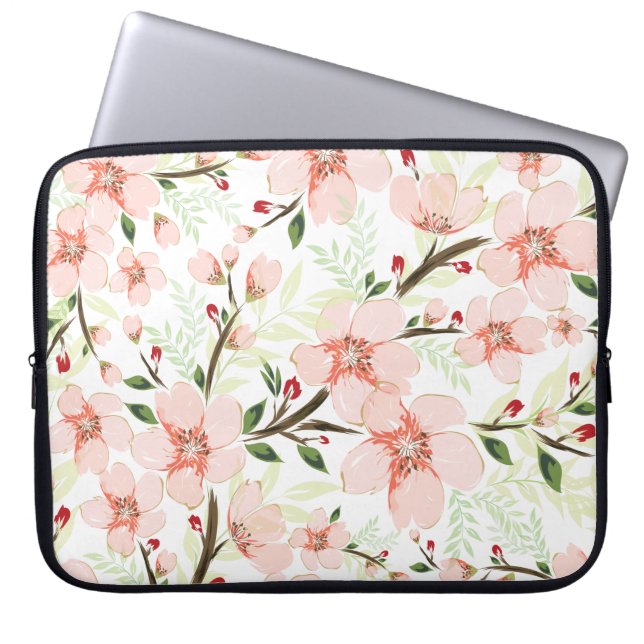 Funda Para Portátil Flores rosadas (Frente)
