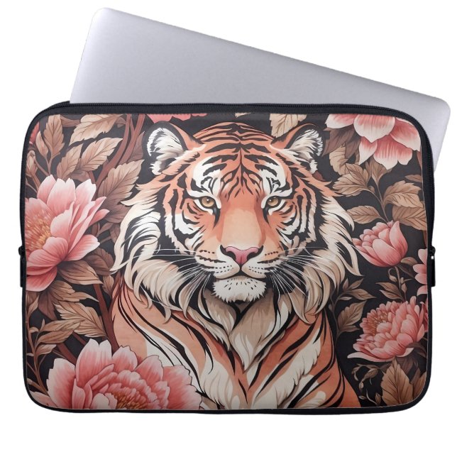 Funda Para Portátil Flores rosadas del tigre mesmerizadoras (Frente)
