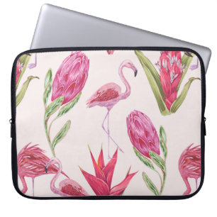Funda Para Portátil Flores rosadas tropicales, protea, pájaro del para
