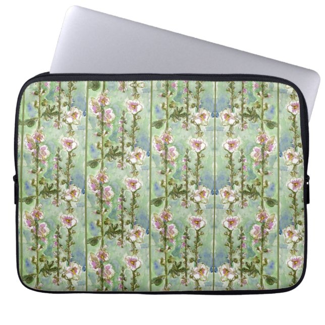 Funda Para Portátil Flores rosas dulces y dulces, y verdes (Frente)