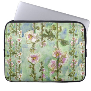 Funda Para Portátil Flores rosas dulces y malvadas y portátiles verdes