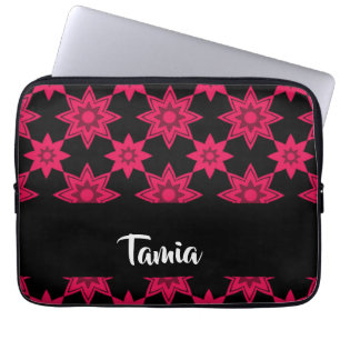 Funda Para Portátil Flores rosas en negro