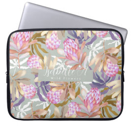 Funda Para Portátil Flores salvajes Protea Gris