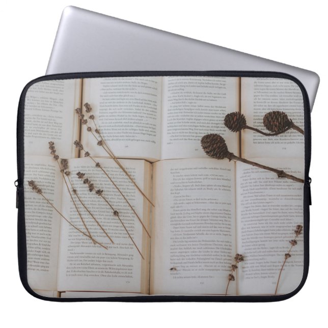 Funda Para Portátil Flores secas en los libros (Frente)