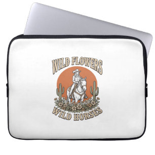 Funda Para Portátil Flores Silvestres Caballo Salvaje Camisa Occidenta