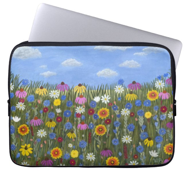 Funda Para Portátil Flores silvestres con daisies (Frente)