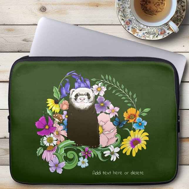 Funda Para Portátil Flores silvestres de hurón sable lindo bosque verd (Subido por el creador)