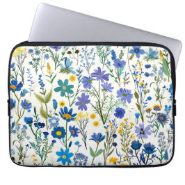 Funda Para Portátil Flores silvestres del jardín azul ruso