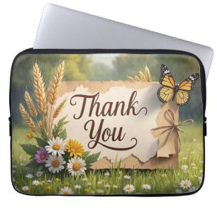 Funda Para Portátil Flores silvestres dibujadas a mano, tallos de trig
