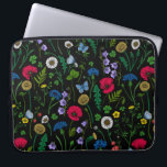 Funda Para Portátil Flores silvestres en negro<br><div class="desc">Colección pintada a mano de varias flores silvestres.</div>