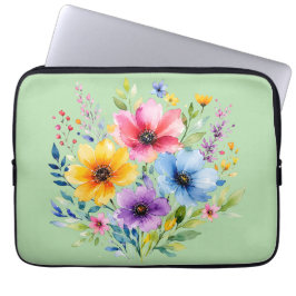 Funda Para Portátil Flores silvestres pintadas a la acuarela