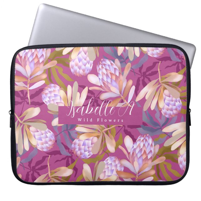 Funda Para Portátil Flores silvestres Protea Magenta (Frente)