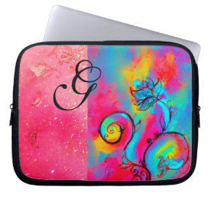 Funda Para Portátil FLORES SIMILARES color rosa amarillo púrpura