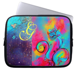 Funda Para Portátil FLORES SIMILARES color rosa amarillo púrpura, azul