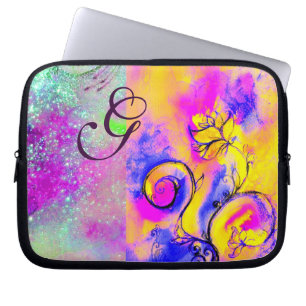 Funda Para Portátil FLORES SIMILARES FLORES rosa amarillo fucsia, azul