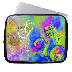 Funda Para Portátil FLORES SIMILARES FLORES verdes amarillo fucsia, az