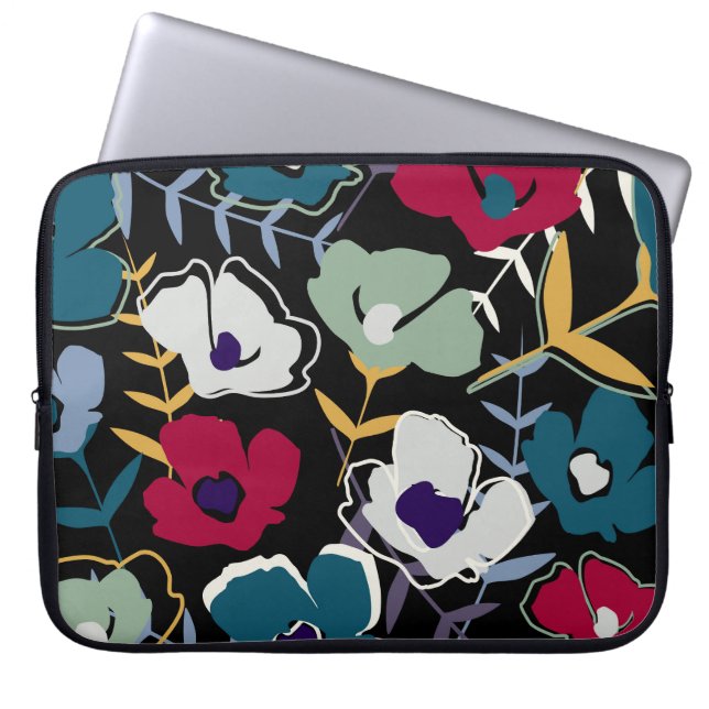 Funda Para Portátil Flores simples, hojas, papel pintado interminable (Frente)