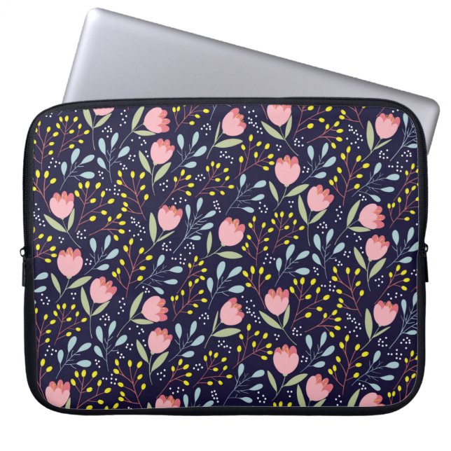 Funda Para Portátil Flores sin costura (Frente)