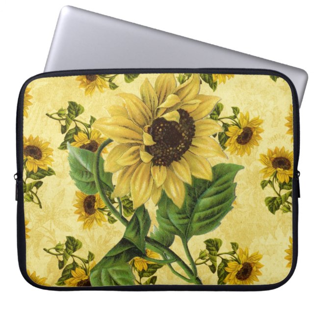 Funda Para Portátil Flores solares vintage (Frente)