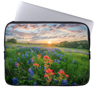 Funda Para Portátil Flores Texas Bluebonnets y pincel indio