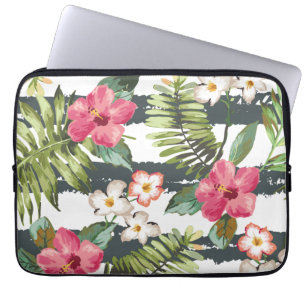 Funda Para Portátil Flores tropicales de Hibiscus Floral Manga de port