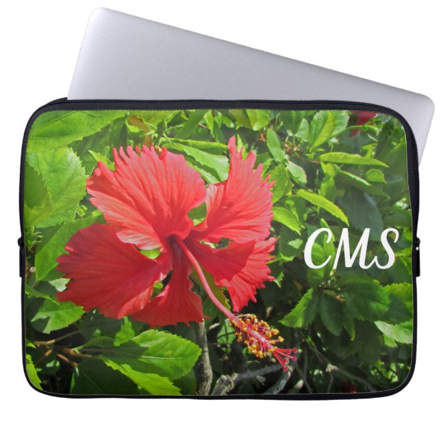 Funda Para Portátil Flores tropicales: floral de la isla rosa brillant (Frente)