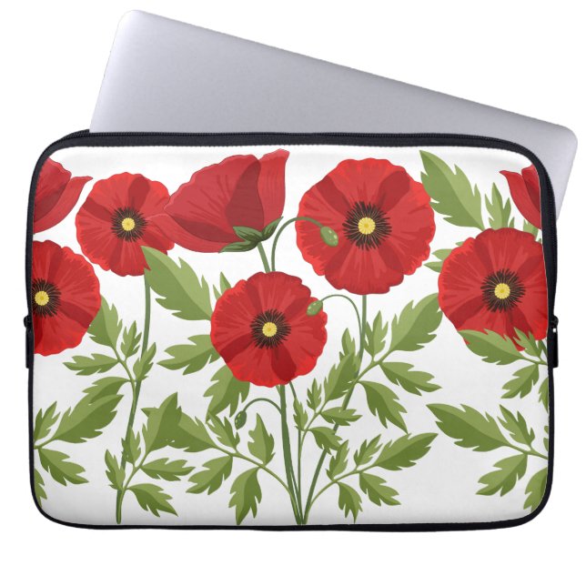 Funda Para Portátil Flores veraniegas alegres con adormidera (Frente)