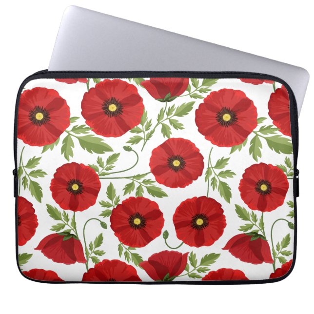 Funda Para Portátil Flores veraniegas alegres con adormidera (Frente)
